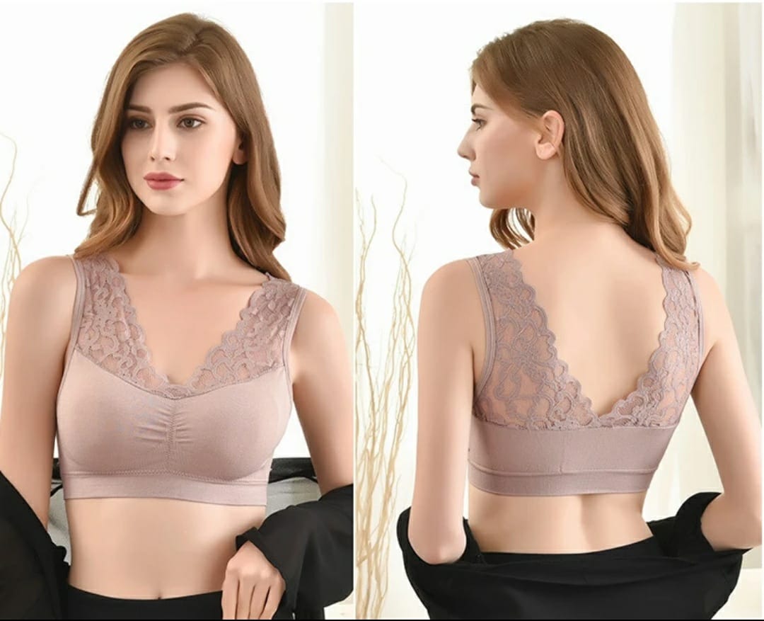 Pack of 2 Imported Lace Bra Top Women Wireless Underwear Lingerie