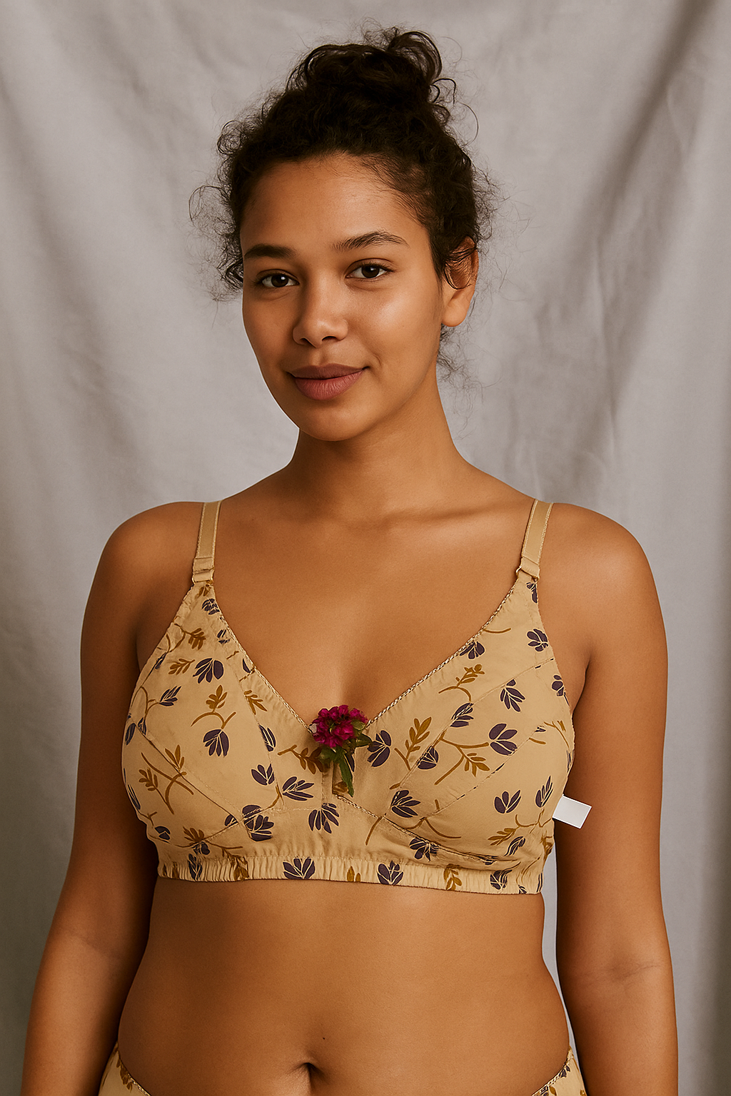Buy 1 Soft Cotton Floral Bra Get 1 Panty Free