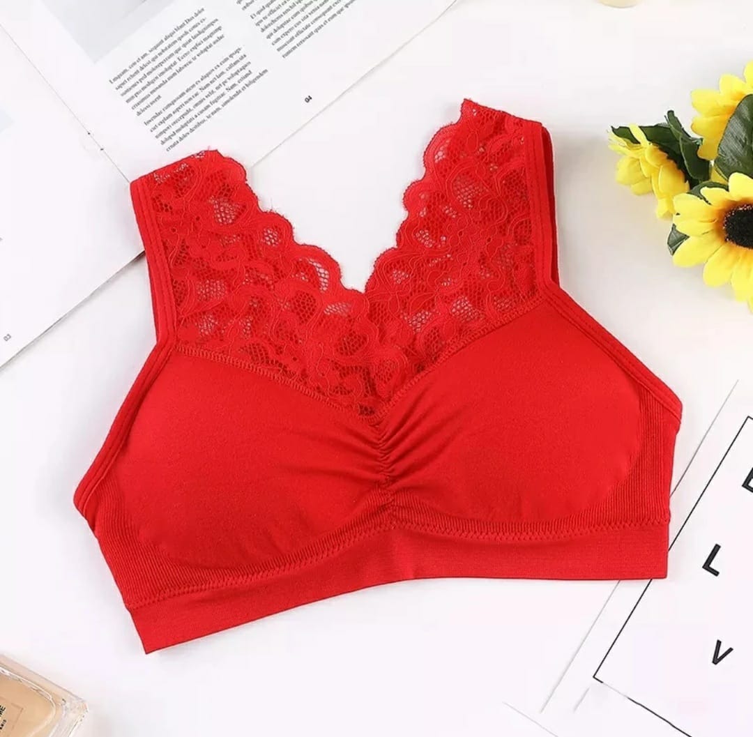 Pack of 2 Imported Lace Bra Top Women Wireless Underwear Lingerie