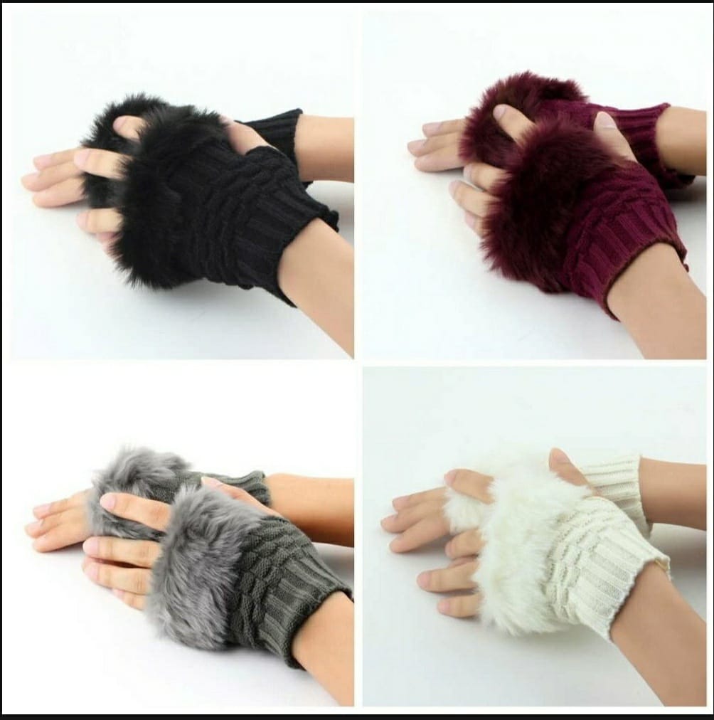 Imported Women Hand Wrist Warmer Winter Fingerless Knitted Gloves