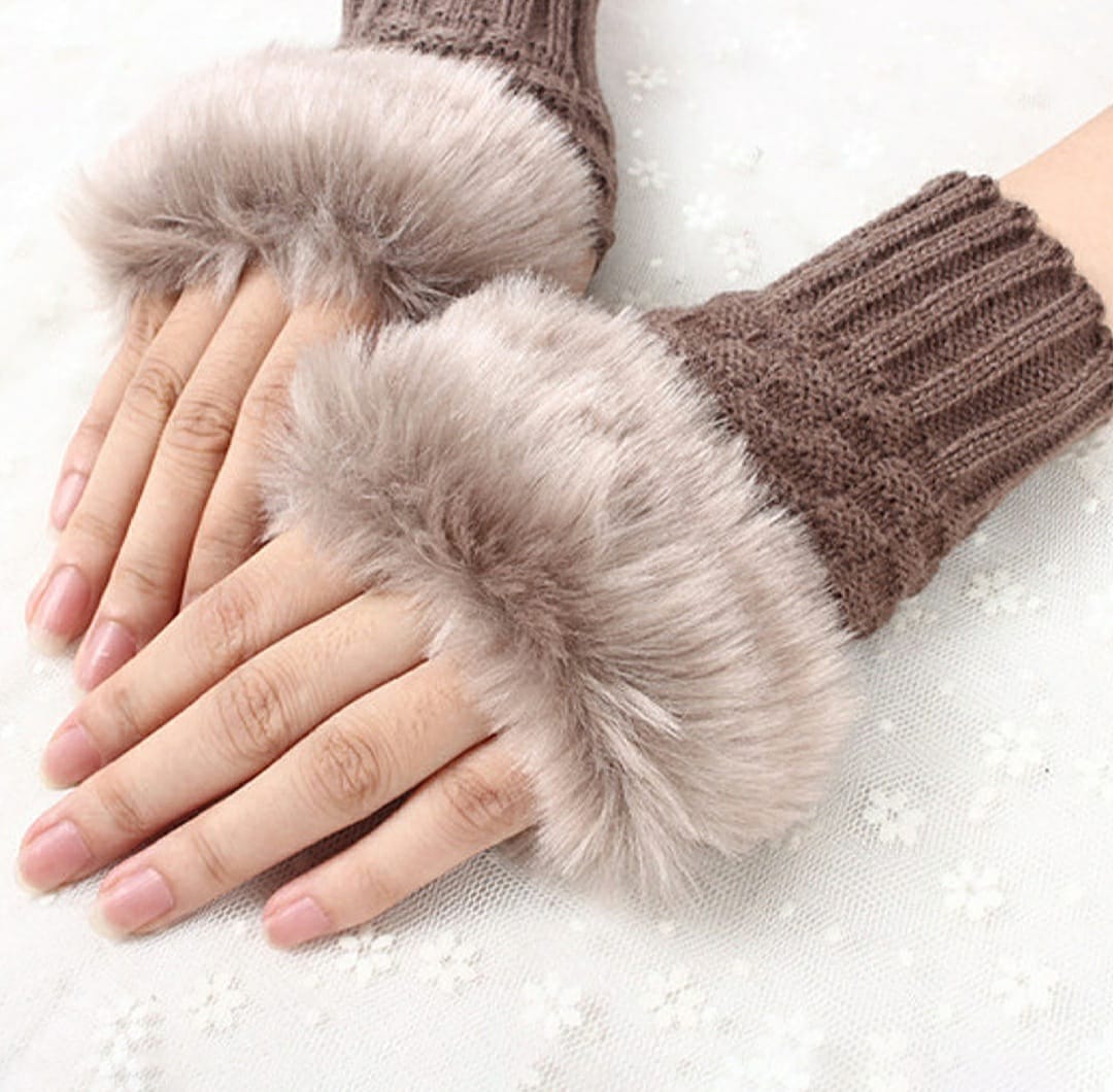 Imported Women Hand Wrist Warmer Winter Fingerless Knitted Gloves