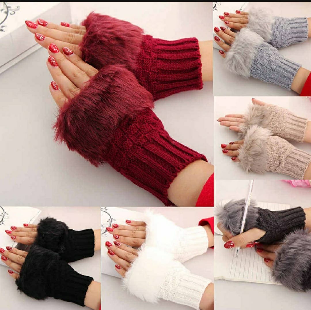 Imported Women Hand Wrist Warmer Winter Fingerless Knitted Gloves