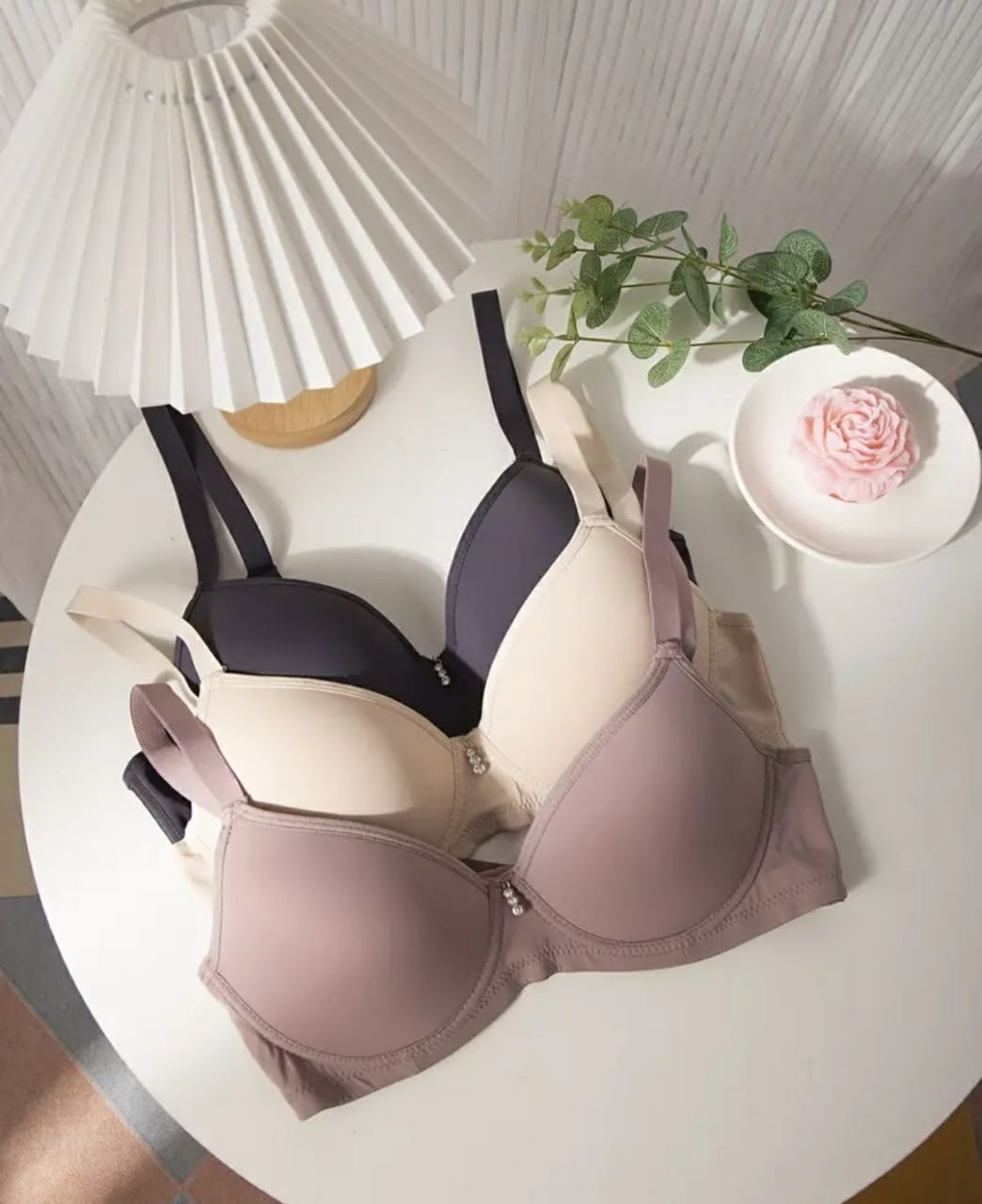 Pack Of 3 Imported Simple Soft Foam Light Padded Bras, Comfy & Breathable Push Up Bra