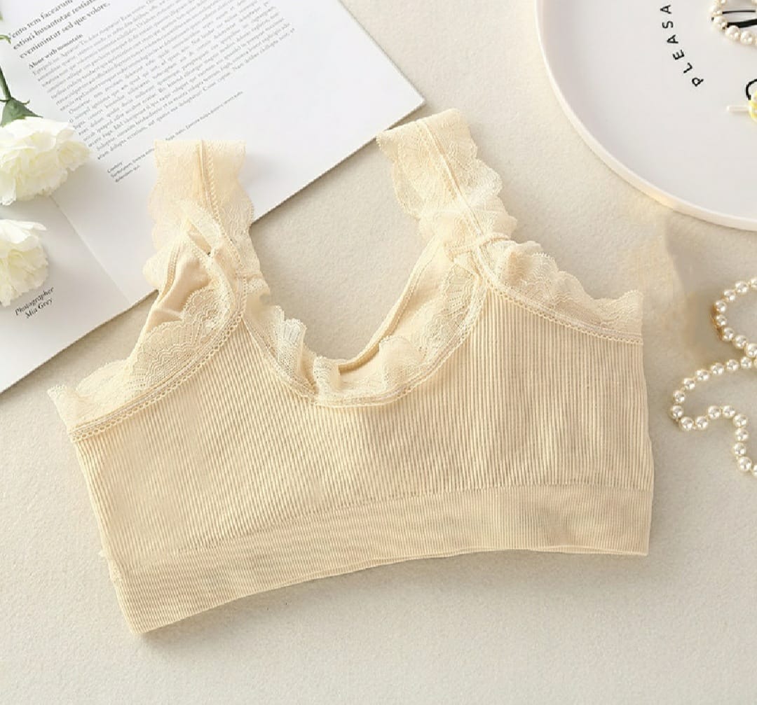 PACK OF 2 IMPORTED FANCY LACE NON WIRED PUSHUP BRA