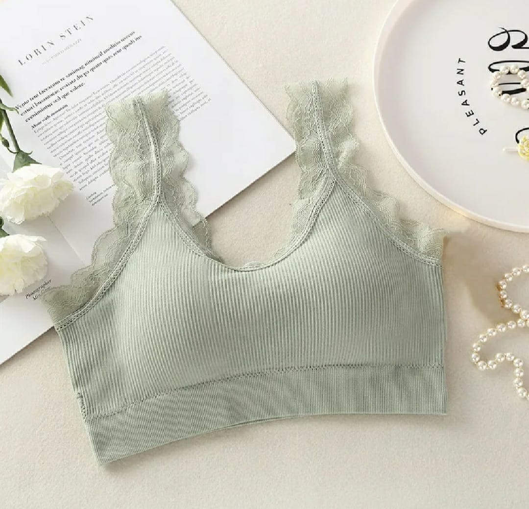 PACK OF 2 IMPORTED FANCY LACE NON WIRED PUSHUP BRA
