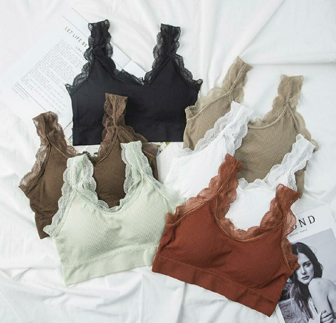 PACK OF 2 IMPORTED FANCY LACE NON WIRED PUSHUP BRA