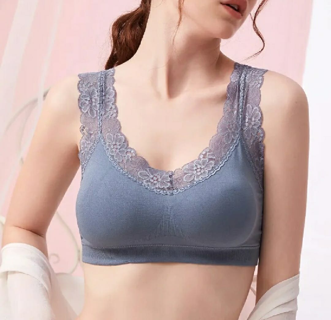 PACK OF 2 IMPORTED FANCY LACE NON WIRED PUSHUP BRA