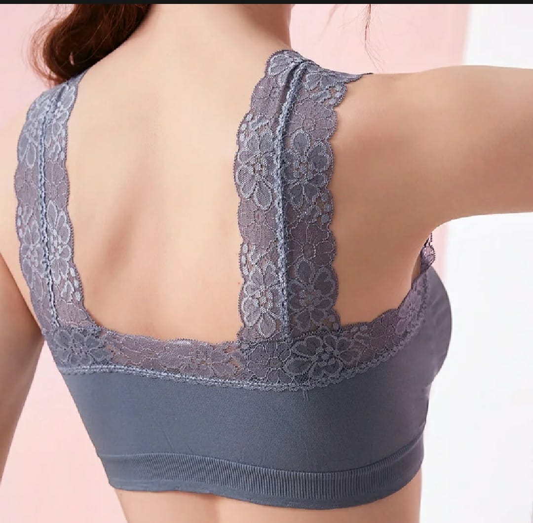 PACK OF 2 IMPORTED FANCY LACE NON WIRED PUSHUP BRA