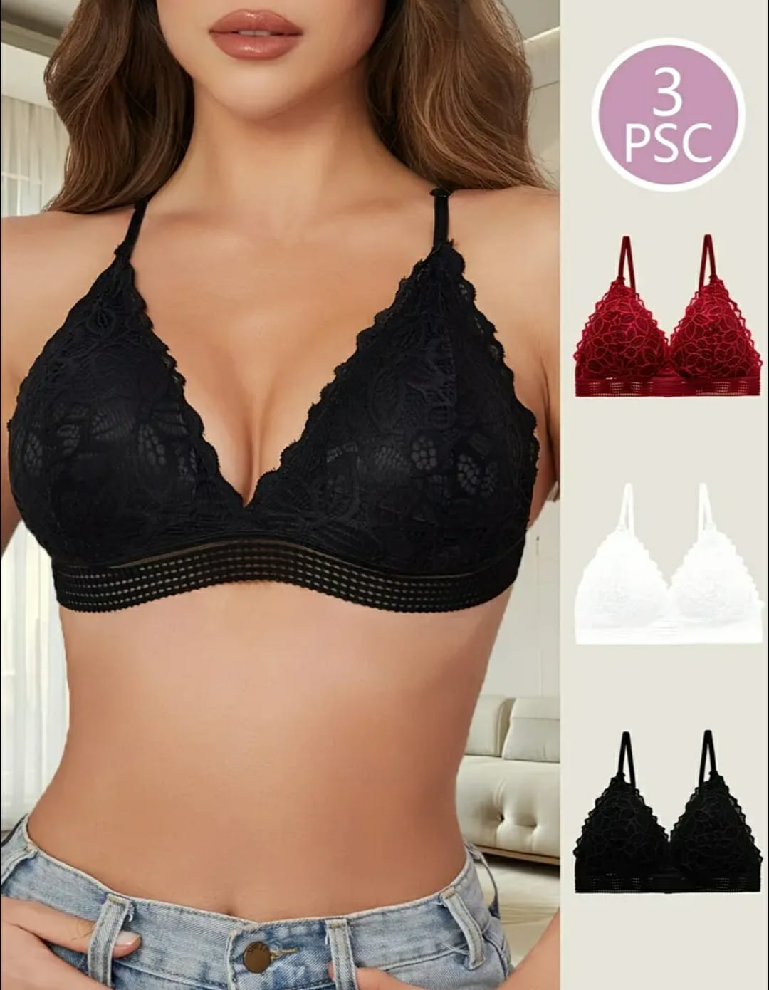 ✨ 3-Piece Lace Bralette Collection – Everyday Comfort, Special Occasion Style