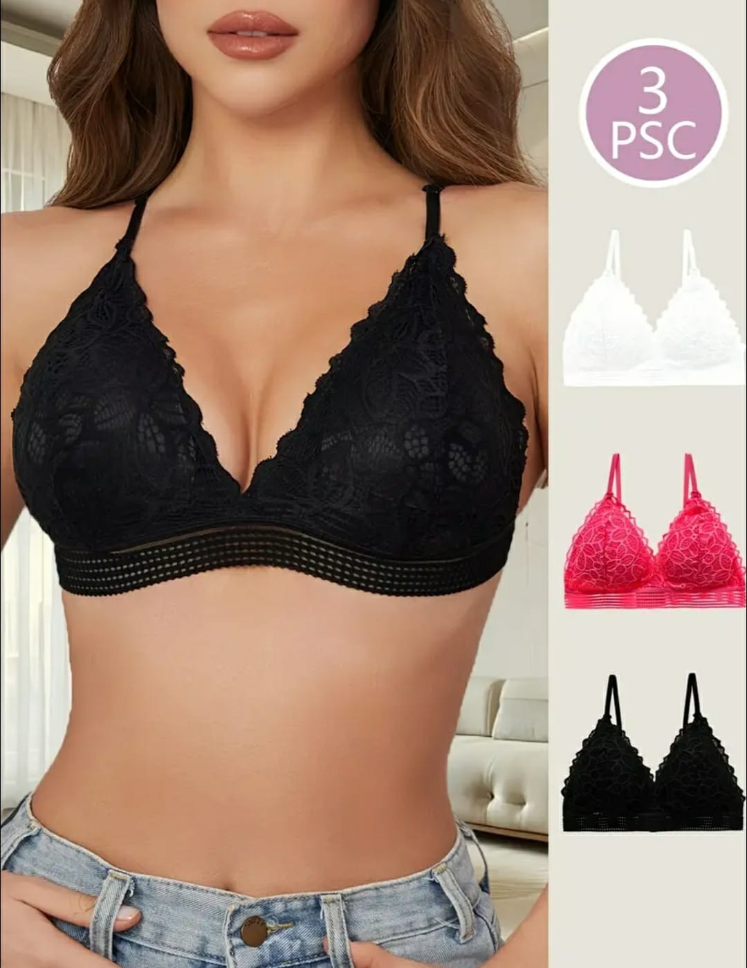 ✨ 3-Piece Lace Bralette Collection – Everyday Comfort, Special Occasion Style