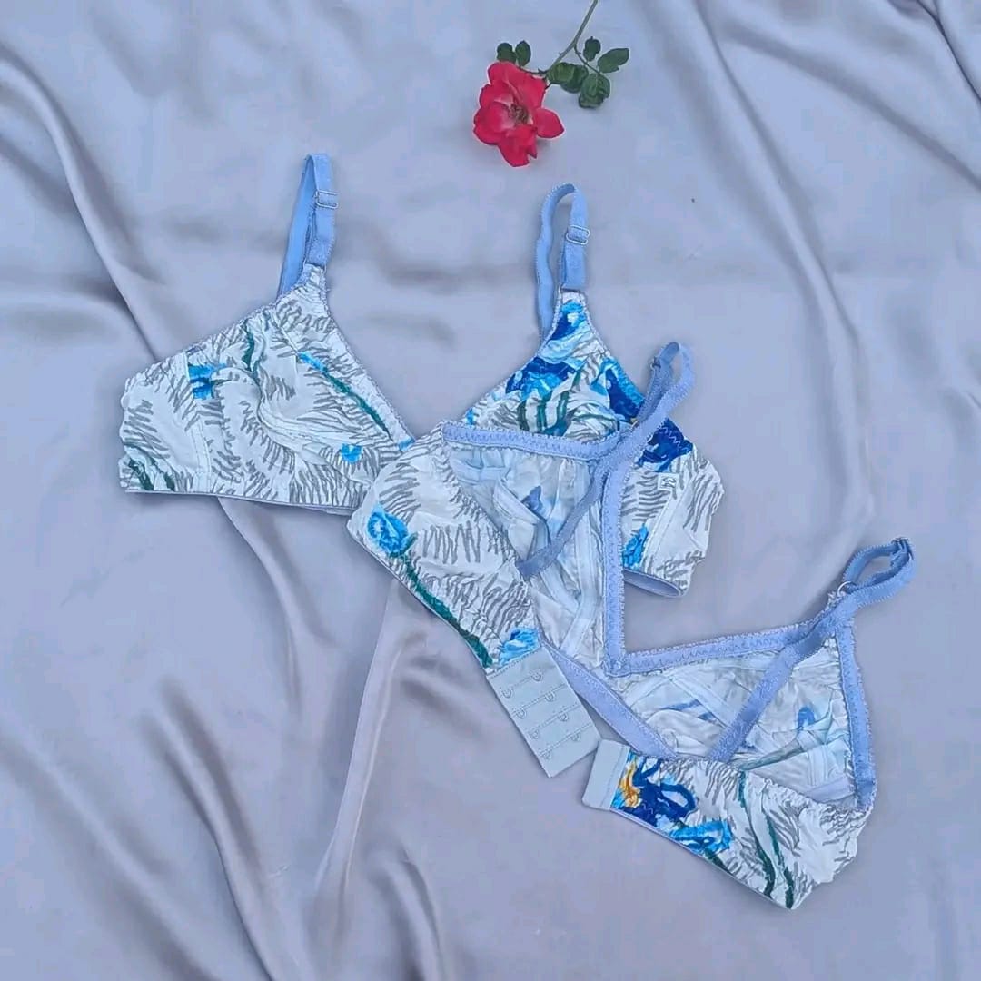 Buy 1 Soft Cotton Floral Bra Get 1 Panty Free