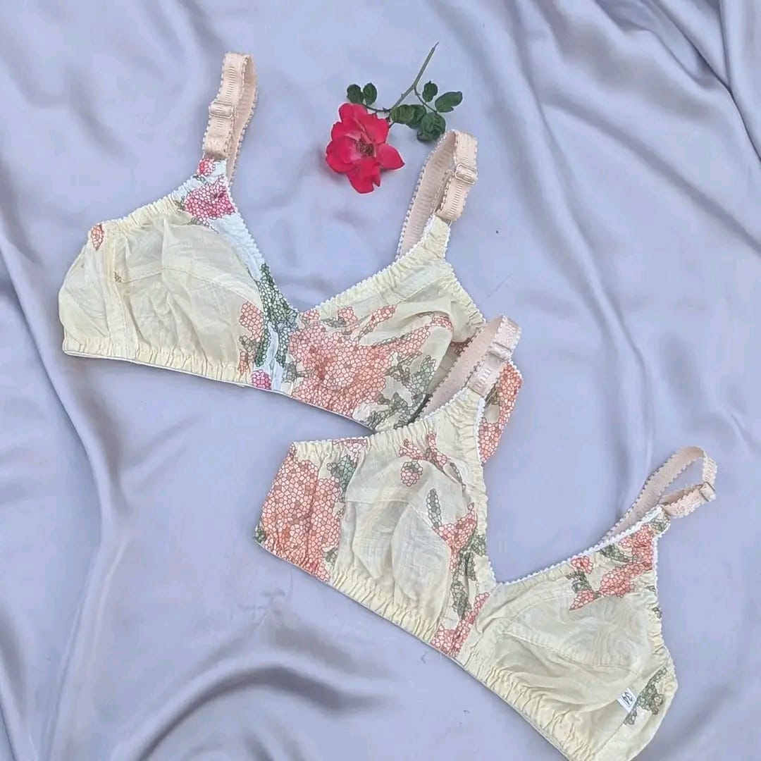 Pack of 4 Soft Cotton Floral Printed Bras