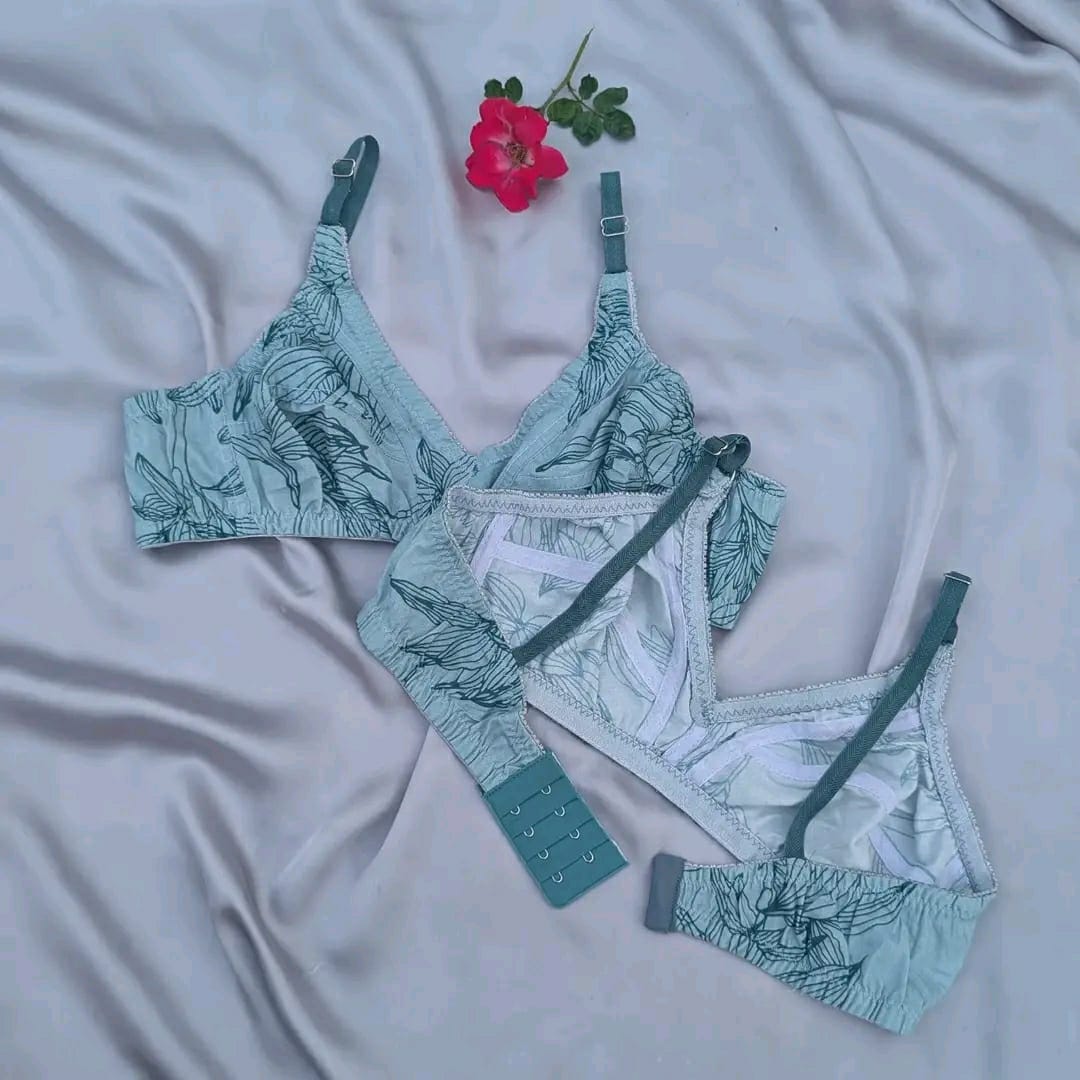 Buy 1 Soft Cotton Floral Bra Get 1 Panty Free