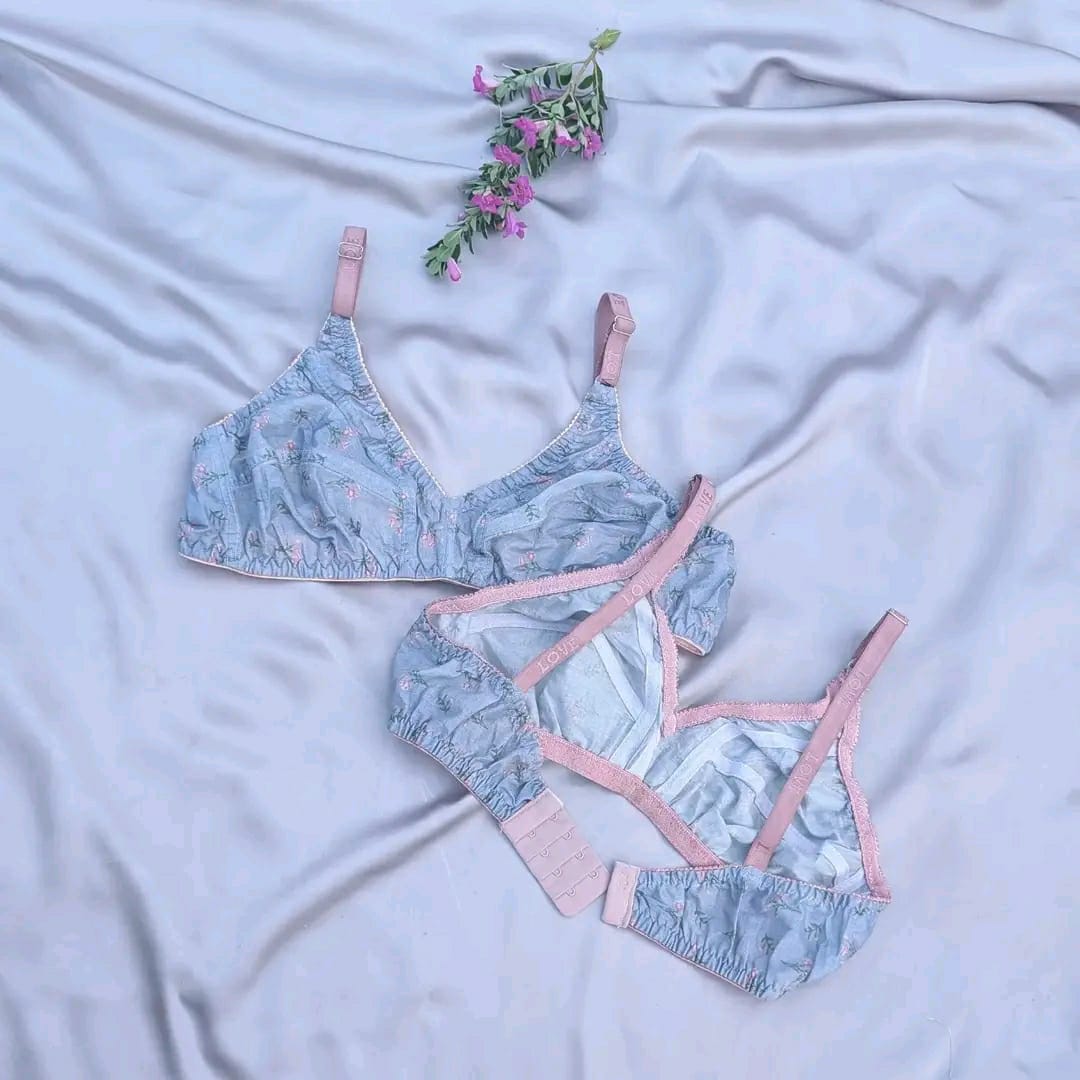 Buy 1 Soft Cotton Floral Bra Get 1 Panty Free